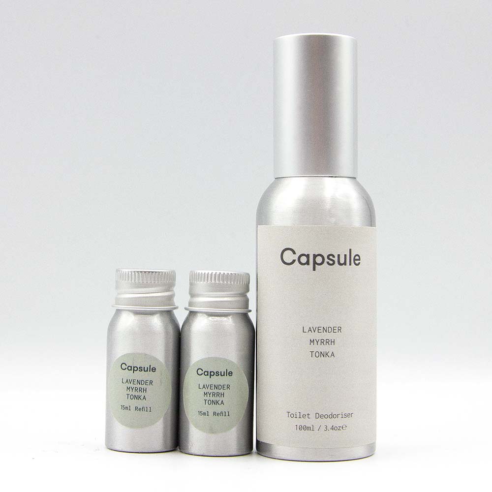 Refill Bundle - Capsule 100ml Toilet Spray and Two Refills